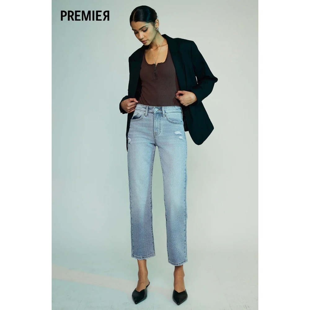 Kancan Premier Light Wash Distressed Straight Leg Jeans Womens Size 15 31‎